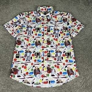 RSVLTS Shirt Mens XL Multicolor The Office Kevin Chili Recipes Button Front